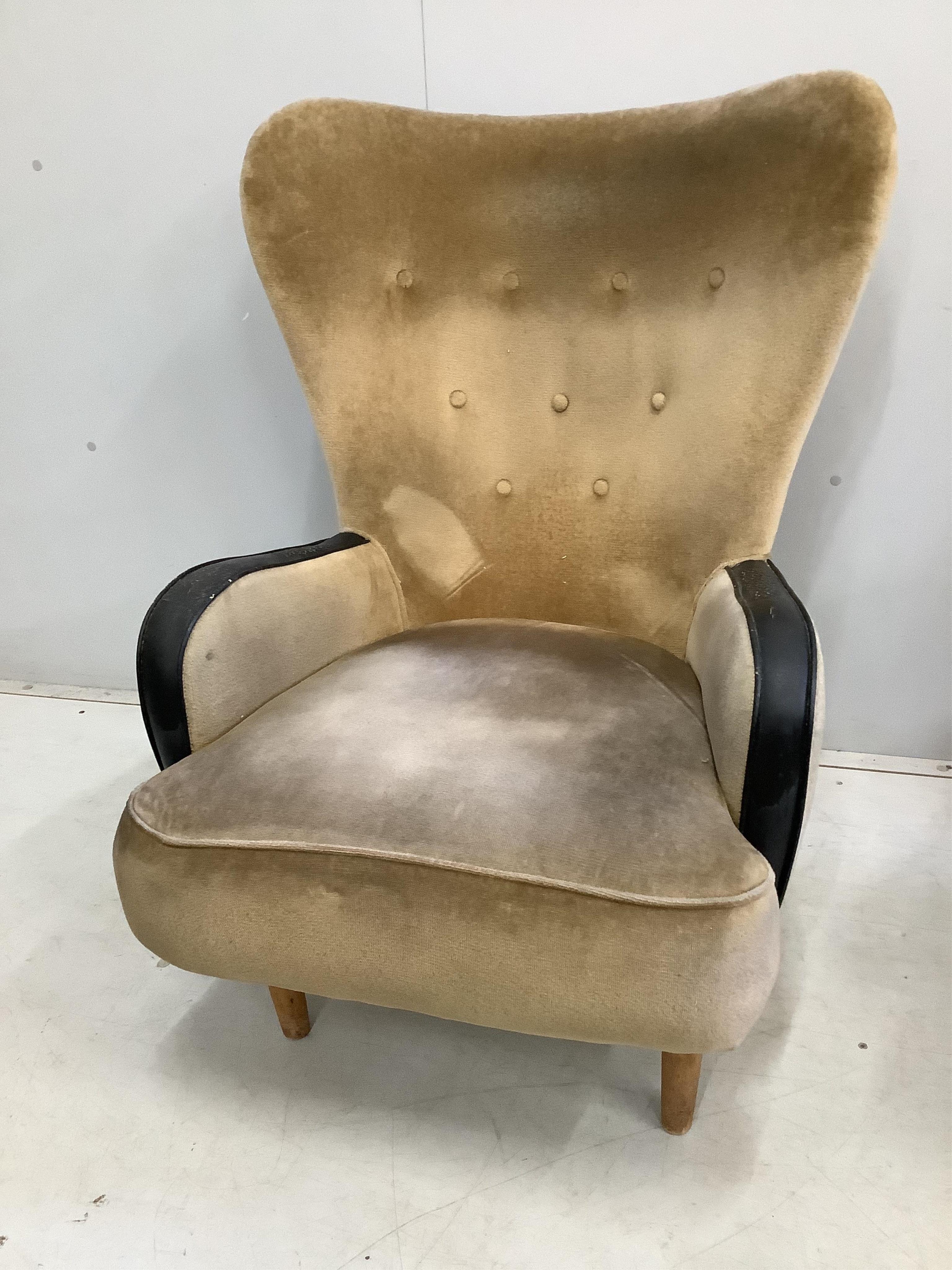 A pair of Ernest Race DA1 lounge chairs, width 76cm, depth 65cm, height 100cm